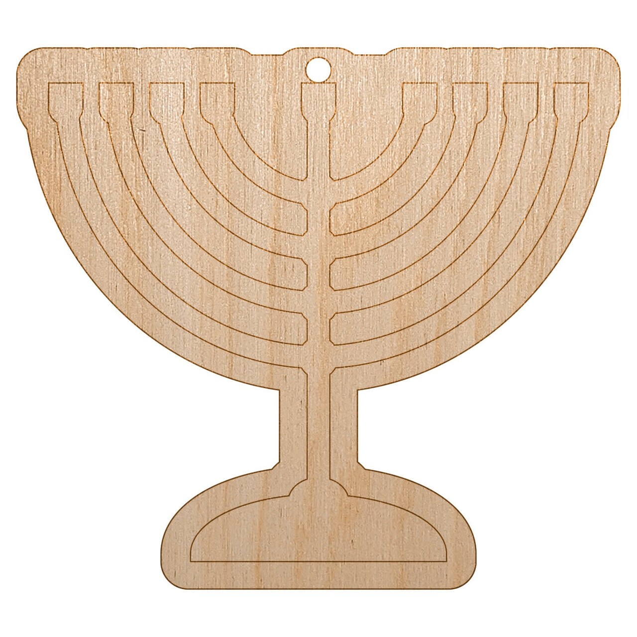 Menorah Hanukkah Unfinished Craft Wood Holiday Christmas Tree DIY Pre-Drilled Ornament